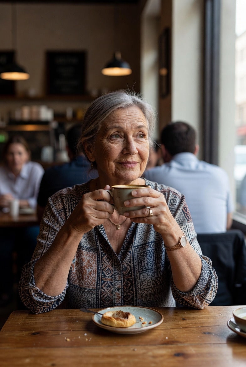 Elderly lady pondering about life